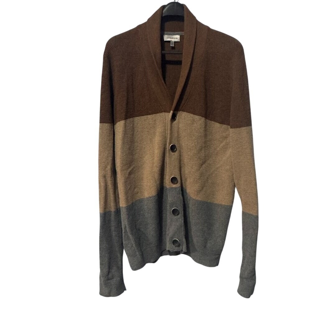 LE CHATEAU‎ Men's Color Block Shawl Collar Cardigan Sweater grandpacore